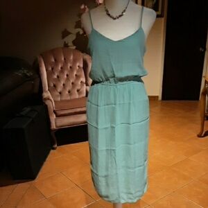 Forever 21 Green and  Tiered Midi Sundress